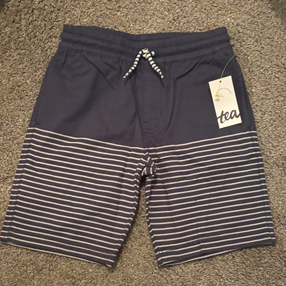 NWT Tea Collection Kids Indigo(navy) and White Striped Shorts